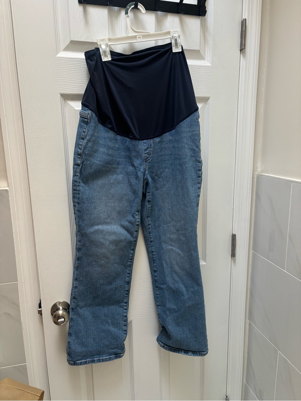 Madewell Blue Maternity Jeans with Black Panel